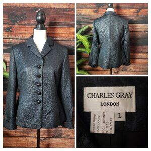 Charles Gray London Vintage Large Blazer Jacket Jacquard Leopard Made In England